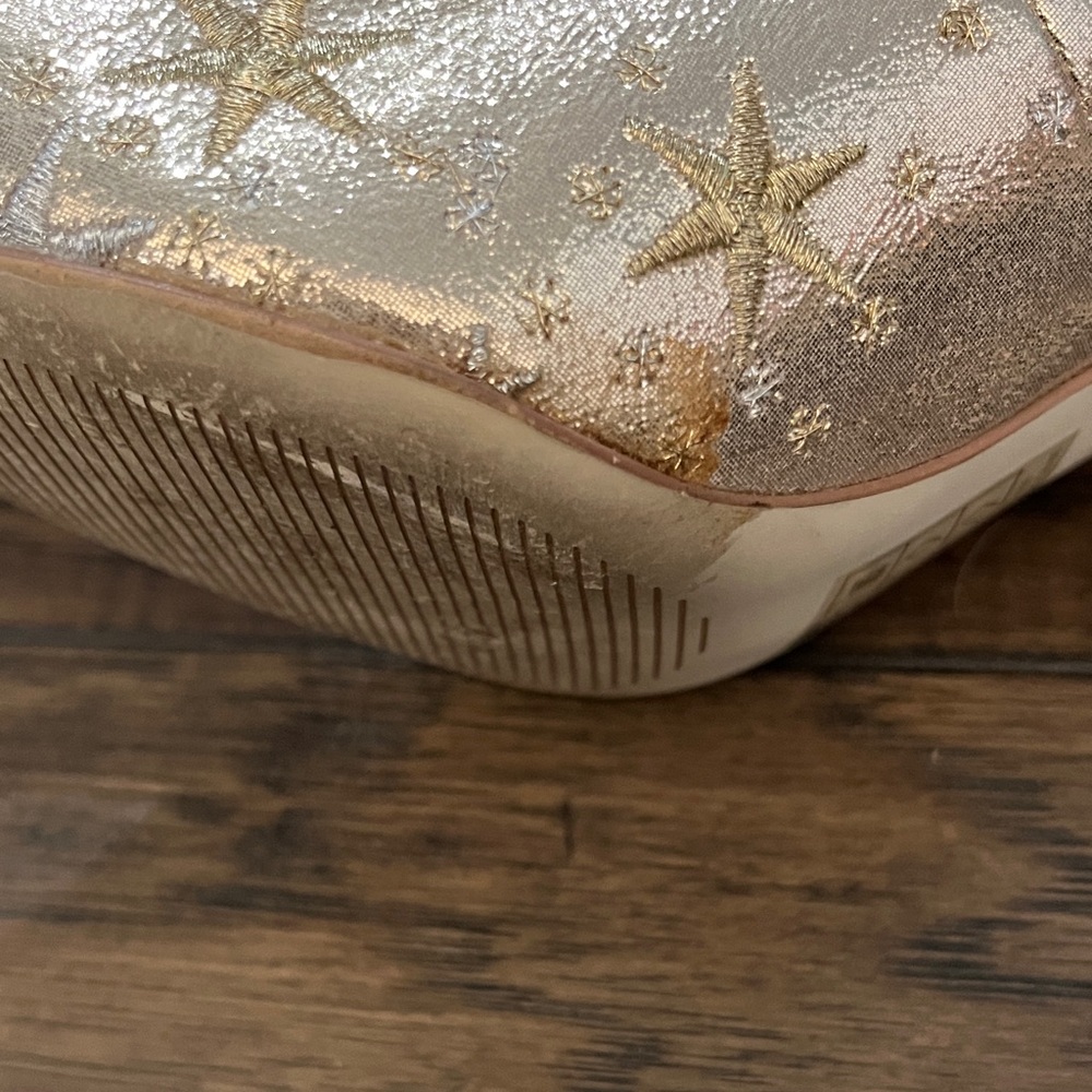 Billy Ella Anthropologie Gold Embroidered Star Heels - Picture 9 of 10